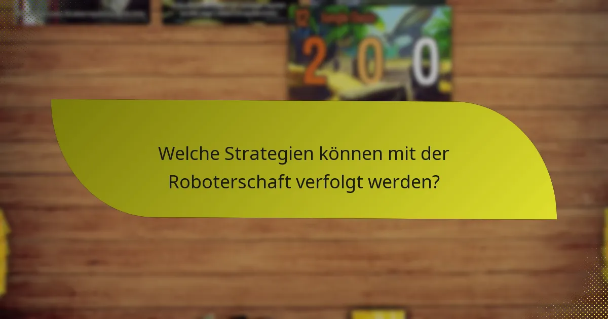 Welche Strategien können mit der Roboterschaft verfolgt werden?