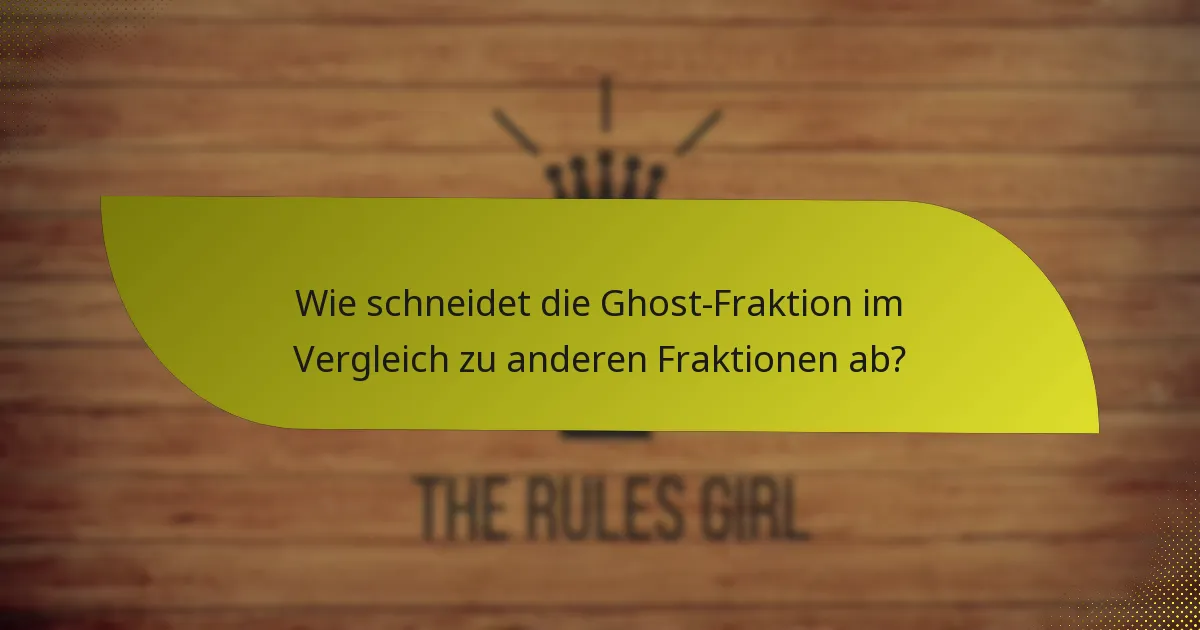 Wie schneidet die Ghost-Fraktion im Vergleich zu anderen Fraktionen ab?